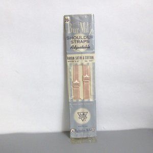 Vintage Bur-Mil Adjustable Pink Rayon Satin & Cotton Shoulder Straps Burlington